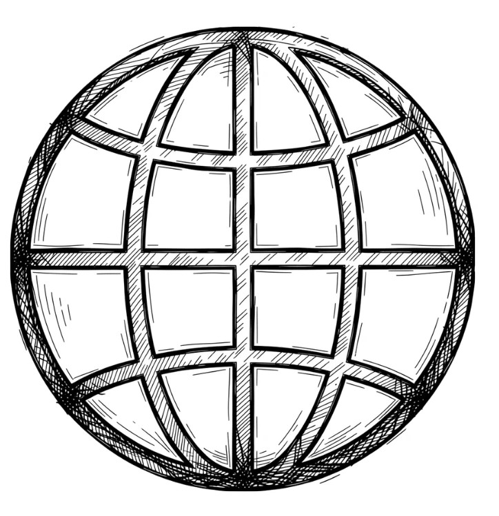 Illustrazione di un globo terrestre stilizzato con i meridiani